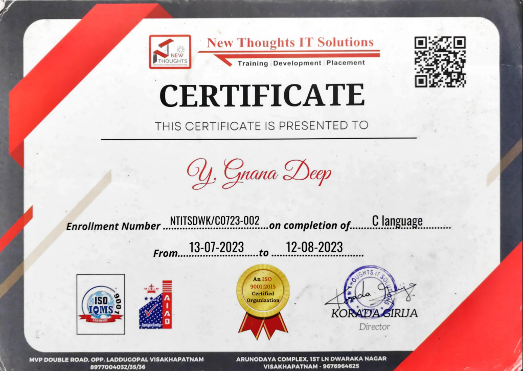 C programming certificate